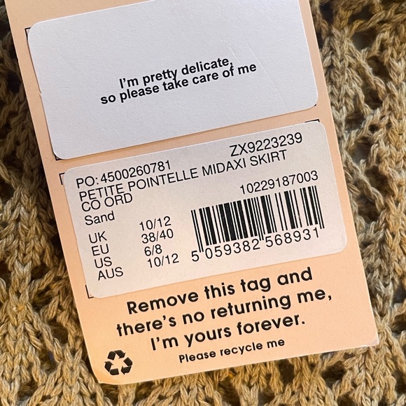 Missguided Pointelle Matching Set Tan Crotchet Crop Top & Skirt Size 6/8 petite - Picture 14 of 15